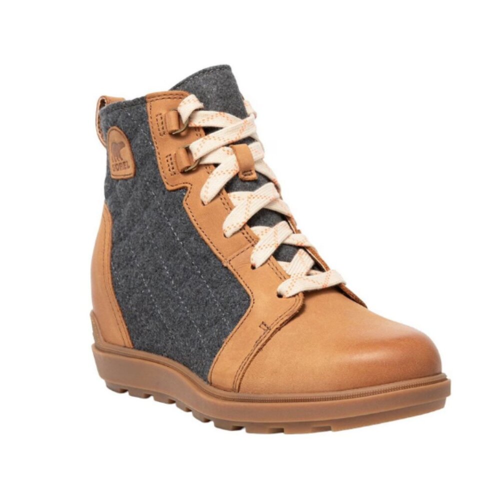 Sorel Women’s Evie II NW Lace Boots Size 6.5–Velvet Tan–Waterproof Wedge Booties